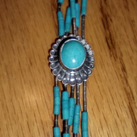 Turquoise ,sterling native American bracelet - Picture 10 of 16